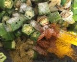 A picture of step 4 of Achari Bhindi.