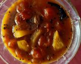 মিষ্টি আলু ও কাঁচা আম দিয়ে টমেটোর চাটনি(mishti aloo kancha aamer chutney recipe in Bengali) রেসিপি ধাপ - 4 ছবি