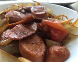 Foto langkah ke 4 dari resep Sosis cah bombay dengan saus inggris praktis.