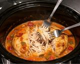A picture of step 4 of Slow Cooker Creamy Chicken Enchilada Pasta.