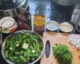 A picture of step 1 of Bhindi masala (sabzi).