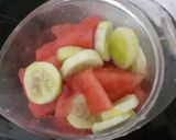 A picture of step 2 of Watermelon and cucumber juice.