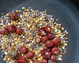 A picture of step 1 of Sambar powder - store it in jar.