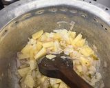 A picture of step 1 of Alu lal saag.