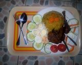 A picture of step 4 of Fried rice with pepper chicken.