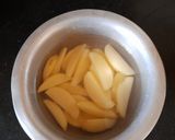 A picture of step 1 of Suji Halwa with Finger Chips.