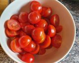 A picture of step 4 of Cavatelli with tomato and rocket.