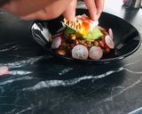 A picture of step 3 of Mixed Beans + Chickpea and Veg Medley with Avocado and Paprika Poached Egg-(Cupboard Raid Dinner).