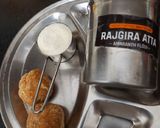 A picture of step 1 of Rajgira Amaranth Jaggery Sheera halwa.