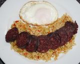 A picture of step 4 of Grilled Blood Sausage and Brown Rice with Vegetables.