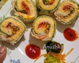 A picture of step 6 of Pinwheel sandwitches/Tricolour Sandwiches.