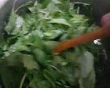 A picture of step 3 of Cholai ka saag (Amaranth loaves).