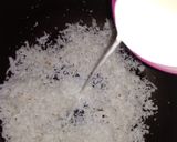 A picture of step 3 of Mango flavour coconut burfi.