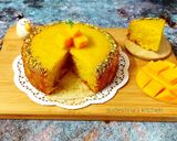 A picture of step 8 of Mango Suji Cake.