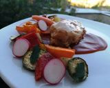 Foto del paso 7 de la receta: Pechuga de pollo en salsa de piña tatemada y verduras rostizadas