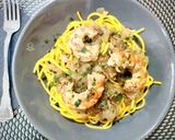 Foto del paso 7 de la receta: Spaghetti cúrcuma con gambón a la naranja