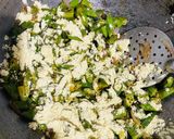 A picture of step 3 of Besan wali bhindi,Masoor dal.