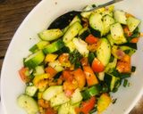 A picture of step 1 of Cucumber salsa🥒🍅🍋.