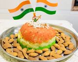 A picture of step 5 of Tiranga soji sira cake.