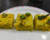 A picture of step 7 of Moong dal Dhokla.