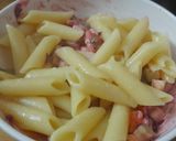 A picture of step 3 of Ranch dressing pasta salad.