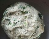A picture of step 3 of Moth-bajra-methi thalipith.