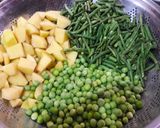 A picture of step 1 of Freanch Beans and Aloo Mater Ki Sabzi.