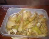 Foto del paso 5 de la receta: Pollo hervido, con papas y huevo