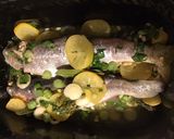 Une image de l'étape 14 de Truites aux oignons nouveaux,pignons de pin et citron confit.