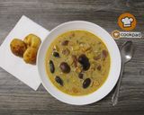 Bableves 🥣 lila 🟣 lóbabbal és füstölt 🐖 francia🇫🇷 csülökkel 🔥 recept fázis 10 fotója