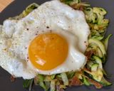 Foto del paso 7 de la receta Spaghetti de calabacín con jamón y huevo a la plancha