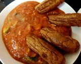 A picture of step 7 of My Sausage & Cheesey Quick Sauce with Garli cheese bread. 😁.