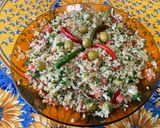 Une image de l'étape 18 de Salade de boulgour aux tomates, courgette, olives, persil et saucisses épicées.