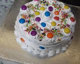 A picture of step 11 of Holi special Vanilla colourful cake.