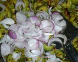 A picture of step 4 of Kheksi ki bhujia/spine gourd fry.