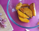 Foto del paso 1 de la receta: Ensalada de rúcula melocotón y espetec