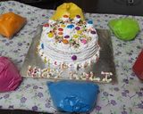 A picture of step 12 of Holi special Vanilla colourful cake.