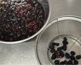 A picture of step 2 of Mulberry Jam (from my garden).