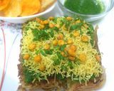 A picture of step 12 of Sevpuri sandwich.