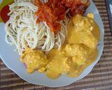 Foto del paso 8 de la receta: Papa a la huancaína con tallarines en salsa de tomate