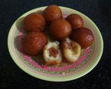 A picture of step 4 of Gulab jamun with dates & coconut balls.
