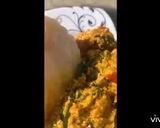 A picture of step 8 of Fufu with egusi soup.