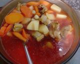 A picture of step 5 of Nutritious Beetroot, Potato, Carrot, and Lotus Seed Soup.