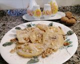 A picture of step 5 of Ravioli Filled with Ricotta, Gorgonzola, Walnuts, Sage, and Ricotta Salata.