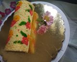 A picture of step 15 of Firni stuffed Rice flour Deco roll cake.