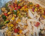 A picture of step 7 of Bachemel sauce pasta.