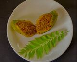A picture of step 7 of Andhra style stuffed Karele or Gutti Kakarakaya.