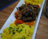 A picture of step 12 of Persian Okra stew with beef.