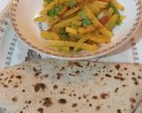 A picture of step 3 of Aloo ki bhujya with roti.
