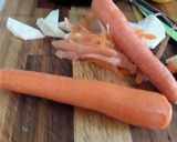 A picture of step 1 of Sig's Celeriac, prawn and carrot salad.